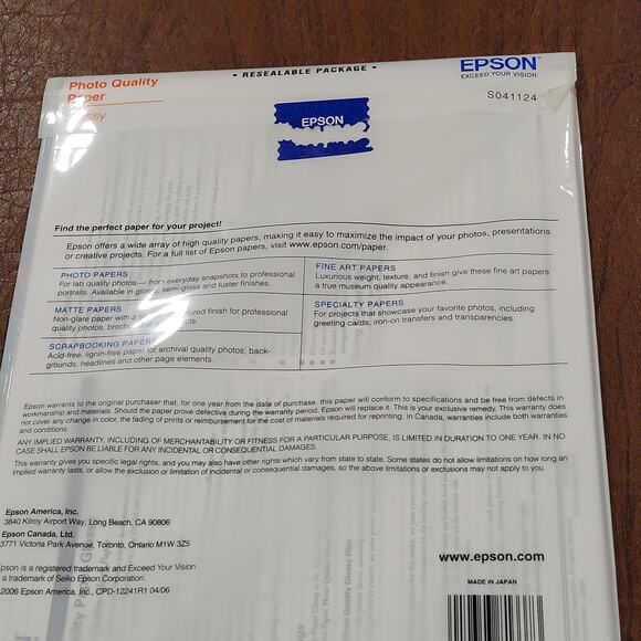Epson 8.5 x 11" Glossy Photo Paper (S041124) Open package - Picture 8 of 9